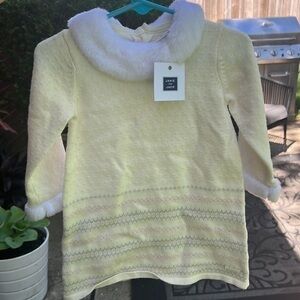 New ▶️ Janie and Jack ◀️ Fur collar and sleeve sweater dress. 12-18 mo